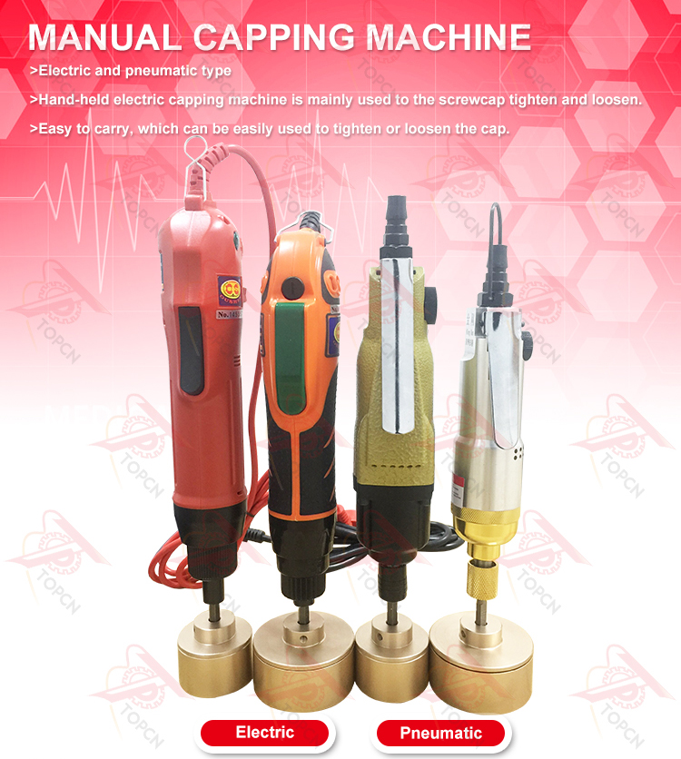 Hand-held Electric And Pneumatic Type  Plastic Bottles Screw Cap Capping Machine