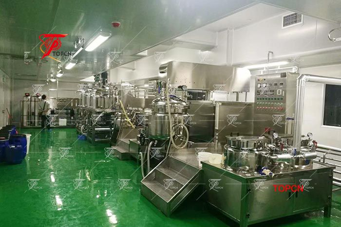 RO Water Treatment and Vacuum Homogenizer Mixing Machine In customer Factory