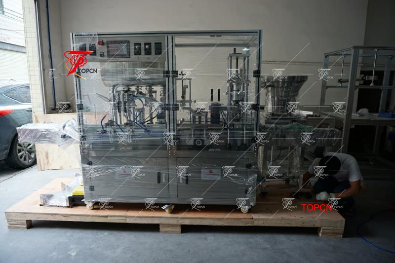 Automatic Inline Type pharmaceutical 4 heads syrup filling machine and capping