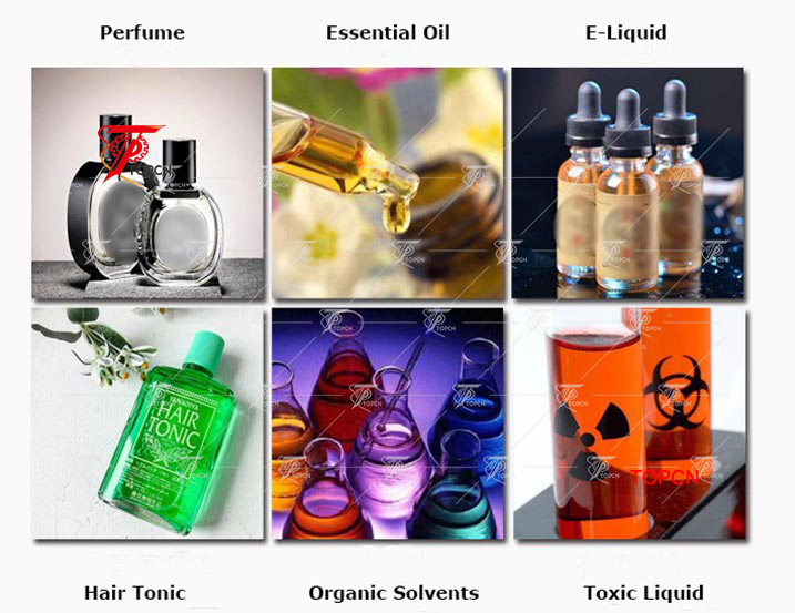 Essential oil E liquid perfume bottles feeding turntable filling plugging capping line 精油灌装旋盖试机