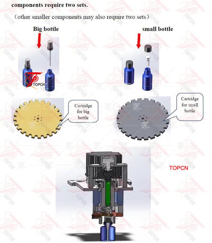 Essential oil E liquid perfume bottles feeding turntable filling plugging capping line 精油灌装旋盖试机