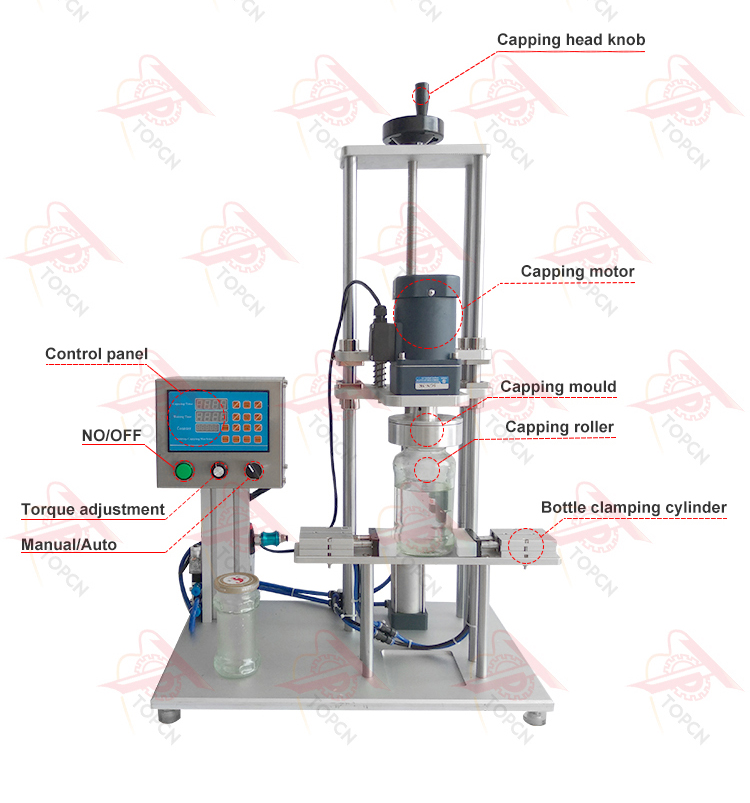 Pneumatic Desktop Cap Press Bottle Jar Sealing Capping Machine