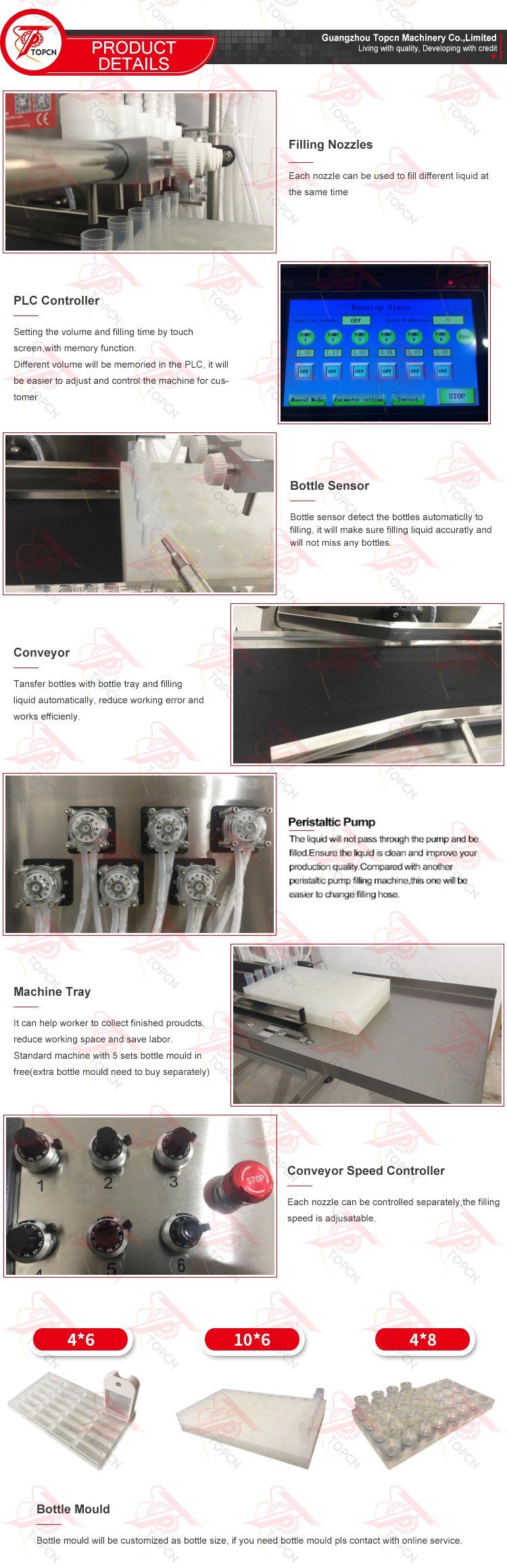 TAFM-609 Automatic peristaltic pump filling machine with bottle mould tray