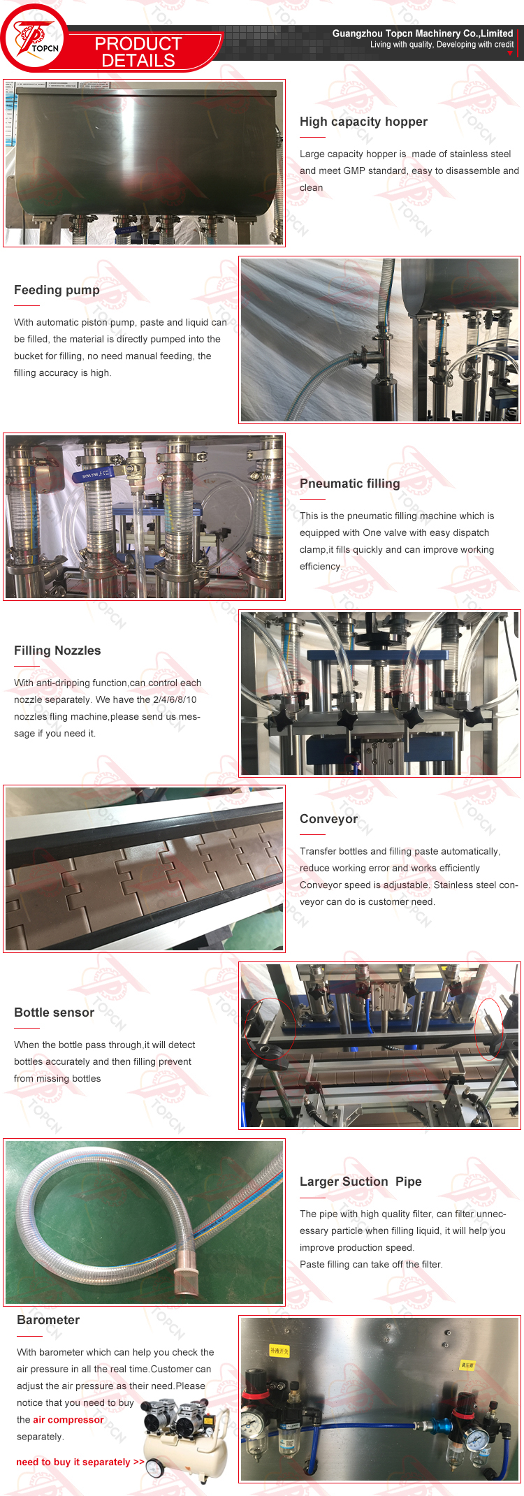 TAFM-4PM Automatic 1/2/4/6/8 Nozzles Paste Filler Honey Shampoo Cream Paste Filling Machine
