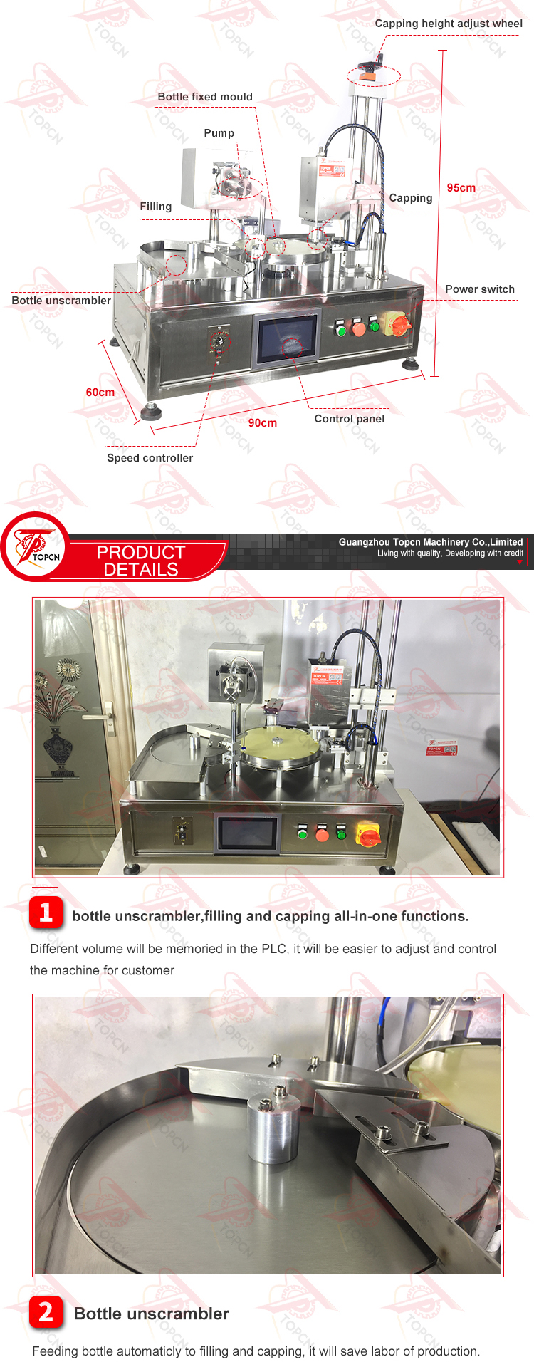 Desktop Cosmetic Essential Oil Eye Drops Liquid Filler Rotary Automatic 2 In 1 Small Glass Bottle Vial Filling Capping Machine