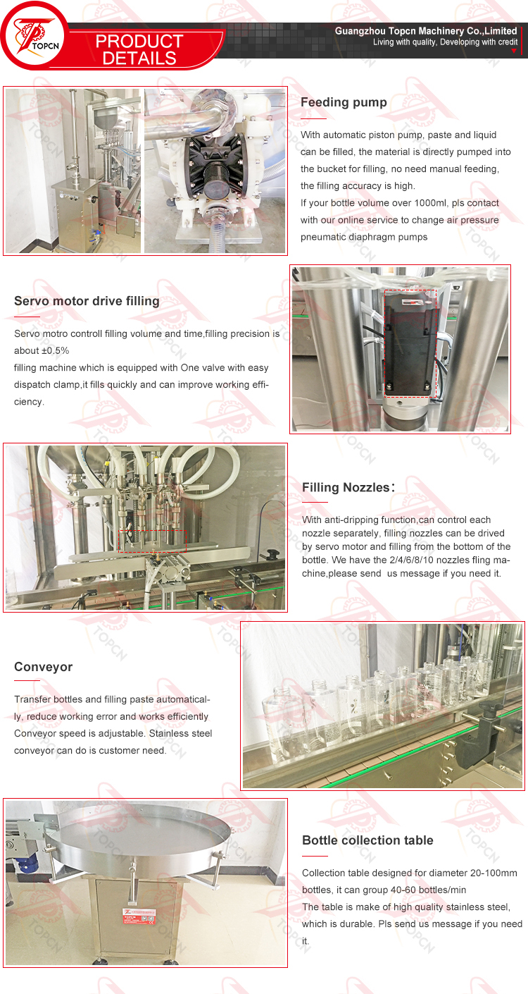 Professional Manufacturer Cream Honey Fruit Puree Soap Detergent 4 6 8 10 Heads Bottle Automatic Paste Liquid Filling Machine