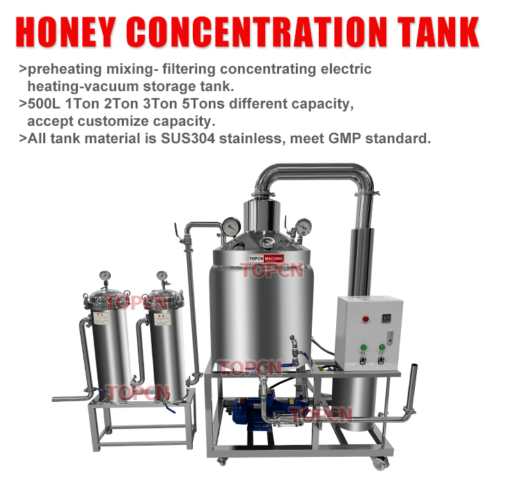 500L Bee Honey Concentration Filtering Sieve Processing Machine Honey Concentration Tank