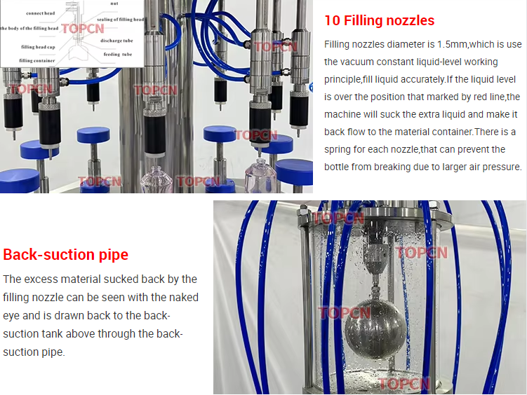 Pneumatic 10 Heads Perfume Jar Filling and Bottle Crimping Machine 30-100ml Small Vial Perfume Filler Machine