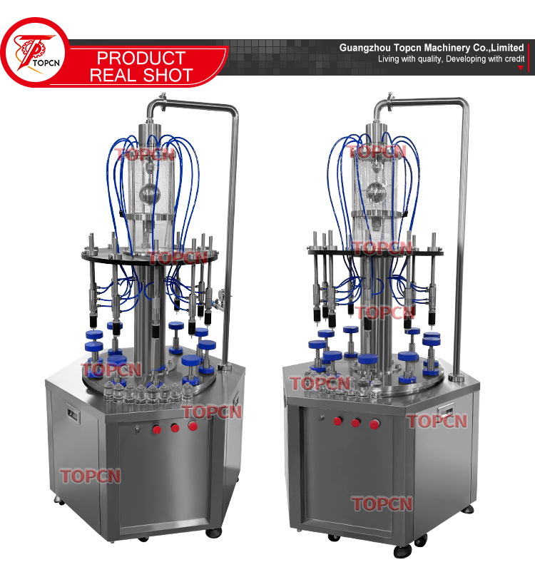 Pneumatic 10 Heads Perfume Jar Filling and Bottle Crimping Machine 30-100ml Small Vial Perfume Filler Machine