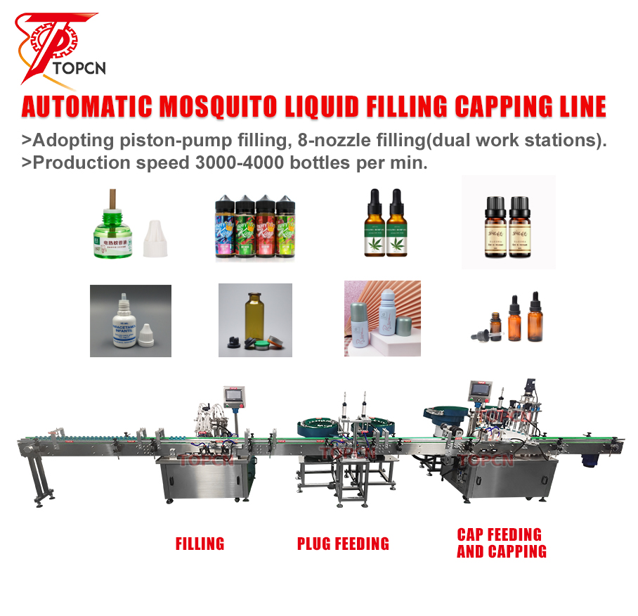 Monoblock Cosmetic Essential Oil Serum Dropper Bottle Automatic Filling Capping and Shrink Sleeve Labeling Production Line