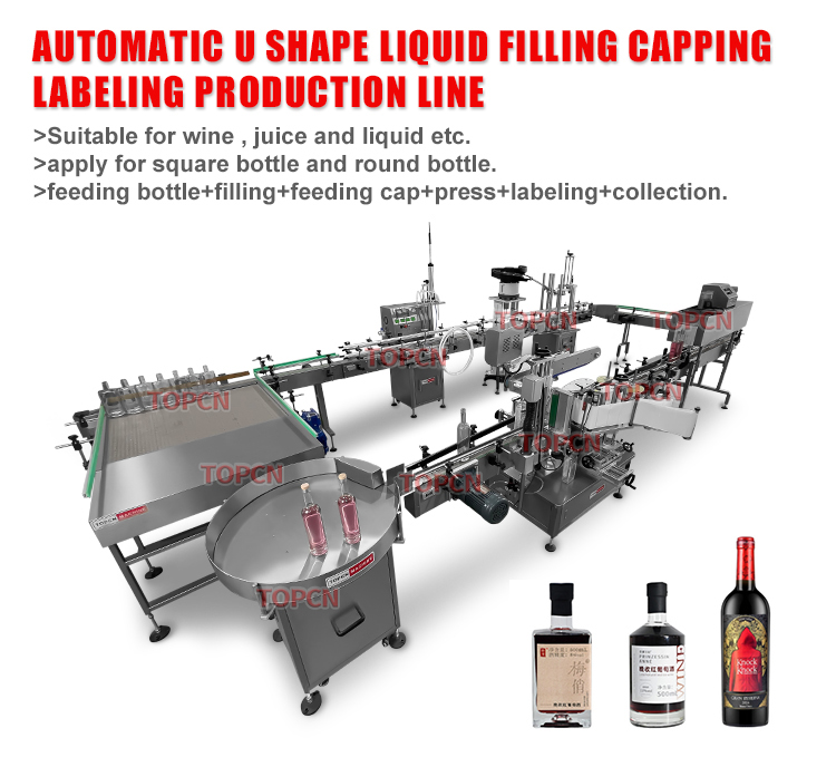 Automatic Small Liquid Fruit Juice Filling Capping Line Grape Vodka Whisky Alcohol Wine Filling Machine Line
