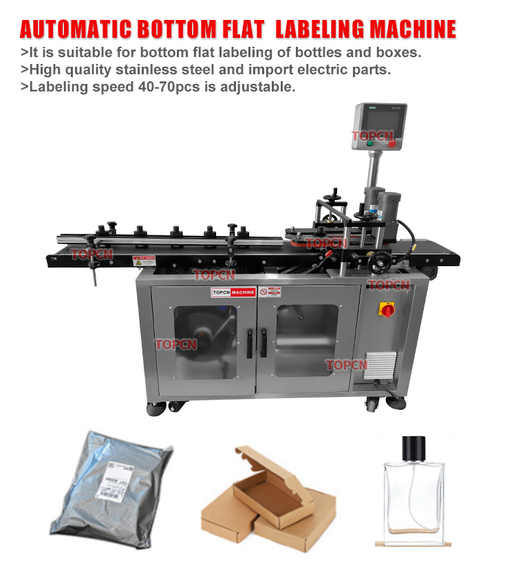 Automatic Cosmetics Box Glass Perfume Bottle Bottom Labeling Machine Flat Surface Adhesive Sticker Label Applicator