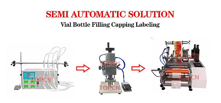 Full Automatic Desktop Peristaltic Pump Small Volume Liquid Glass Vial Filling Stopper Crimping  Capping Machine
