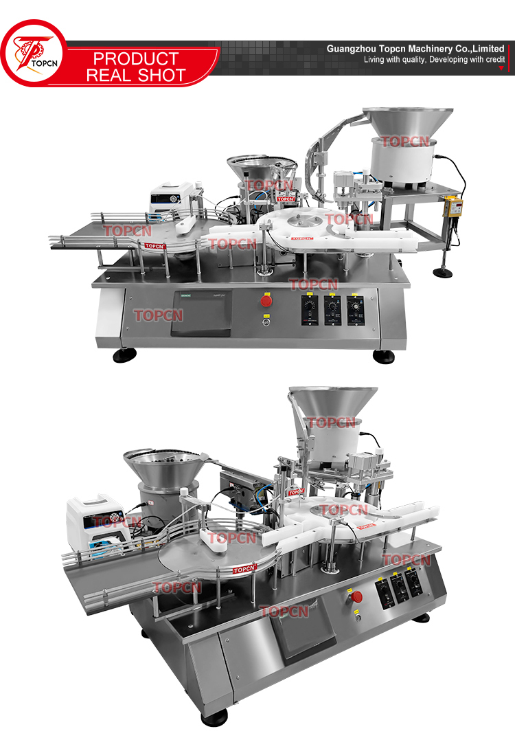 Full Automatic Desktop Peristaltic Pump Small Volume Liquid Glass Vial Filling Stopper Crimping  Capping Machine
