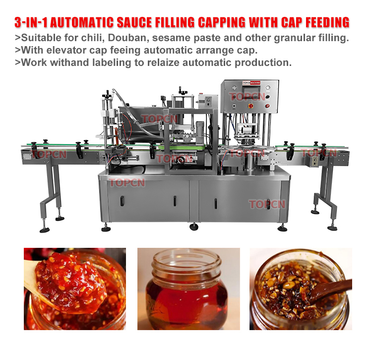 Ce Automatic Garlic Chilli Sauce Liquid Tomato Paste Filling And Sealing Capping Machine Production Line For Glass Bottles
