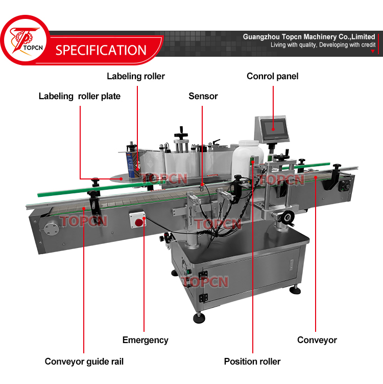 TOPCN New Design Automatic Sauce Round Buckets Bottle Sticker Labeling Machine