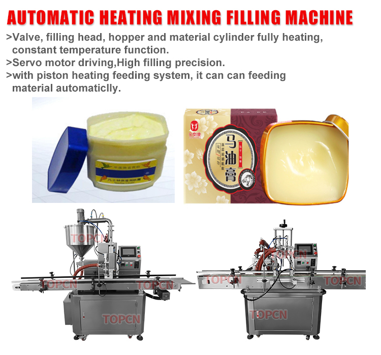 TOPCN Automatic Single Head Petroleum Jelly Vaseline Thick Cream Cosmetic Heating Mixing Filling Machine