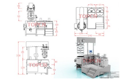 300L Lifting Type Vacuum Homogenizer Emulsifier Mixing Tank High Shear Mixer Homogenizer Cosmetic Cream Hand Soap