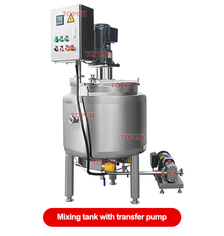 TOPCN SS304/316 Single Layer Juice Milk Mixing Flat/Cone Base Stirrer Mixing Machine