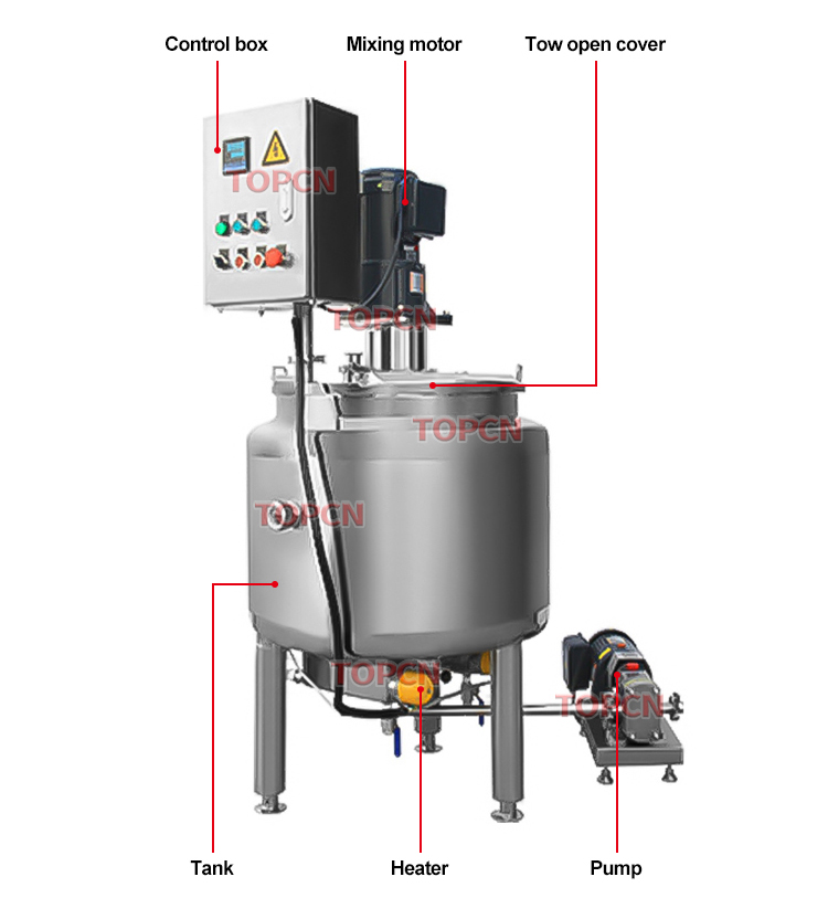 Blending Machine 300L 500L Double Jacketed Sauce Jam Ketchup Industrial Mixing Tank with Lobe Pump