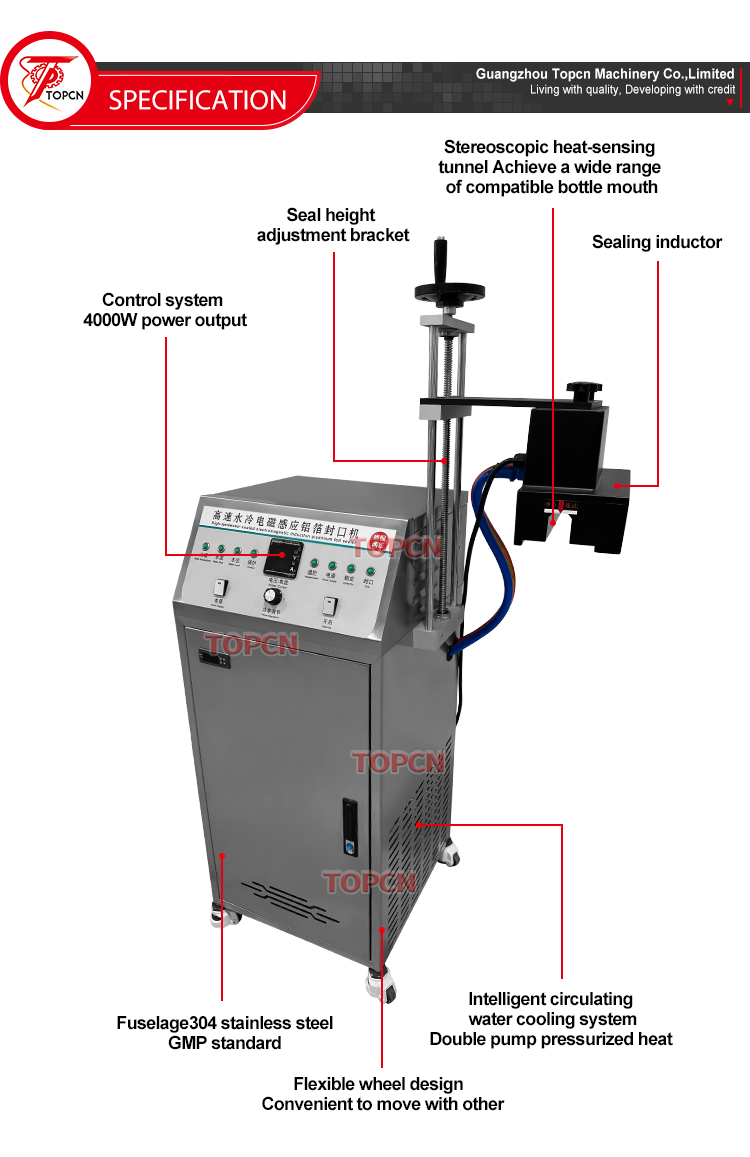 Automatic Food Plastic Glass Can Bottle Cap Aluminum Foil Induction Sealer Continuous Induction Sealing Machine