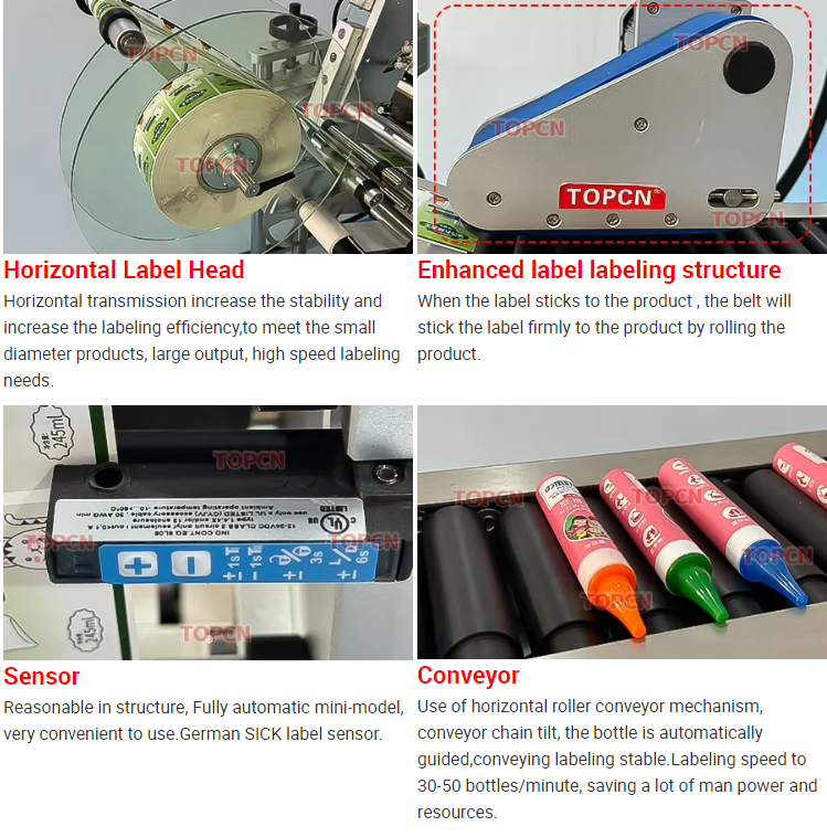 Newly Designed Tabletop Automatic Horizontal Reagent Small Round Vials Bottle Labeling Machine for Plastic Glass Bottle