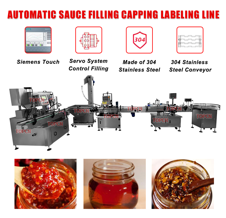 Automatic Chocolate BBQ Tomato Paste Chilli Sauce Ghee Jar Sauce Cooking Filling and Labeing Line Machine