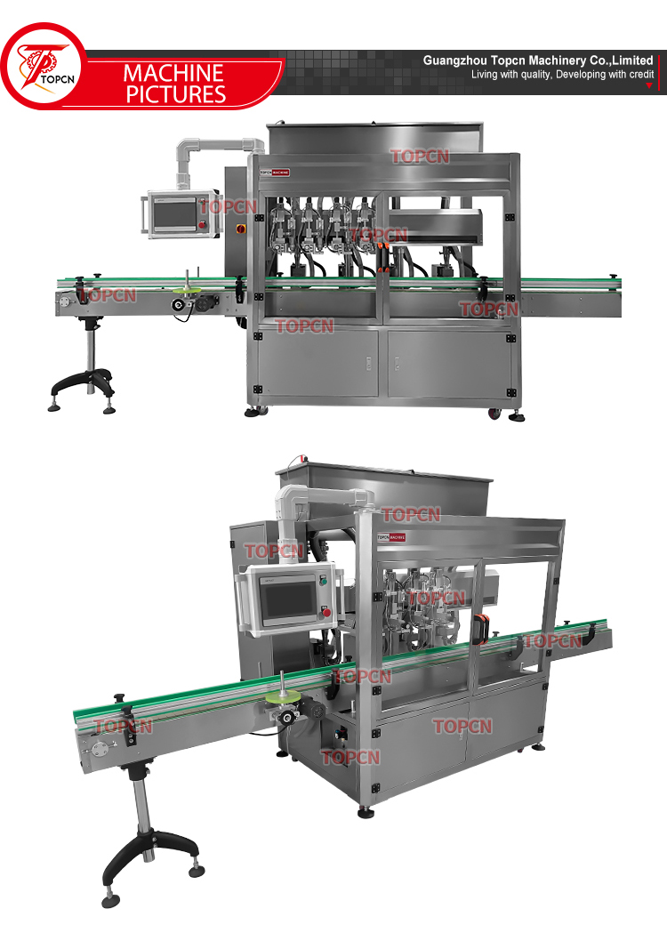 TOPCN Four Heads Engine Oil Tracking Filling Line Skincare Shampoo Detergent Viscous Liquid Paste Tracking Filling Machine