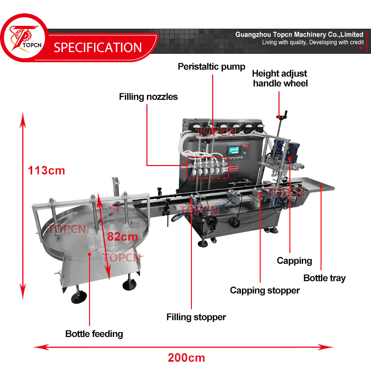 6 Heads Automatic Benchtop Liquid Oil Peristaltic Pump Belt Conveyor Beverage Juice Syrup Filling Capping Machine