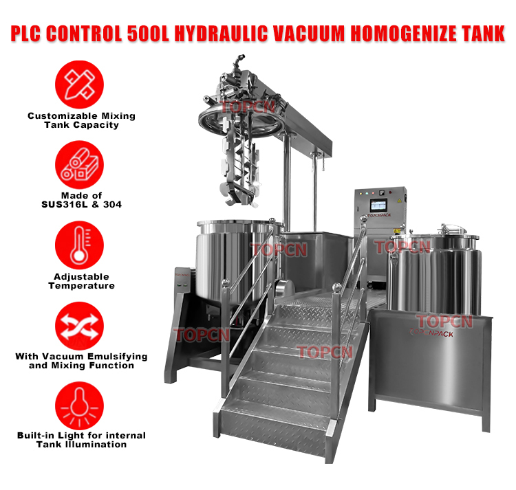 Cosmetic Production Line 100L Vacuum Homogenizer Mixer Machine Cream Making Machine Lotion Production Equipment