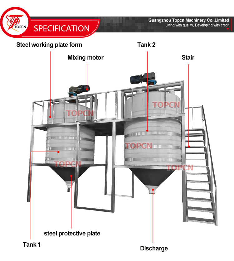 6000 Liter Factory Price Anti Corrosive PP Mixer Anticorrosivo Plastic Blender Machine Acid Chemical Liquid Mixing Tank