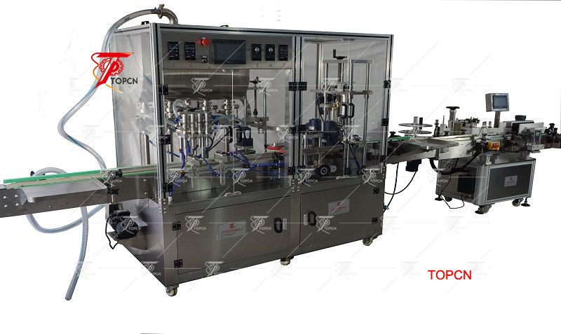 Automatic Inline Type pharmaceutical 4 heads syrup filling machine and capping