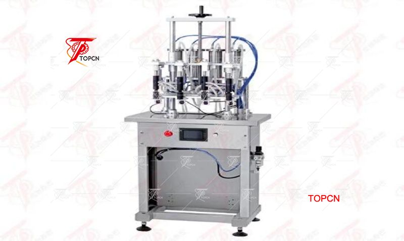Poland Customer ordered Semi automatic four head price perfume vacuum bottle filling machine