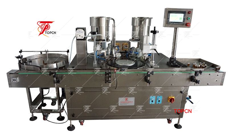 Automatic injection vial filling stoppering and capping machine 