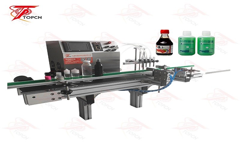 PLC Control desktop 4 filling nozzles fluid peristaltic pump filling machine