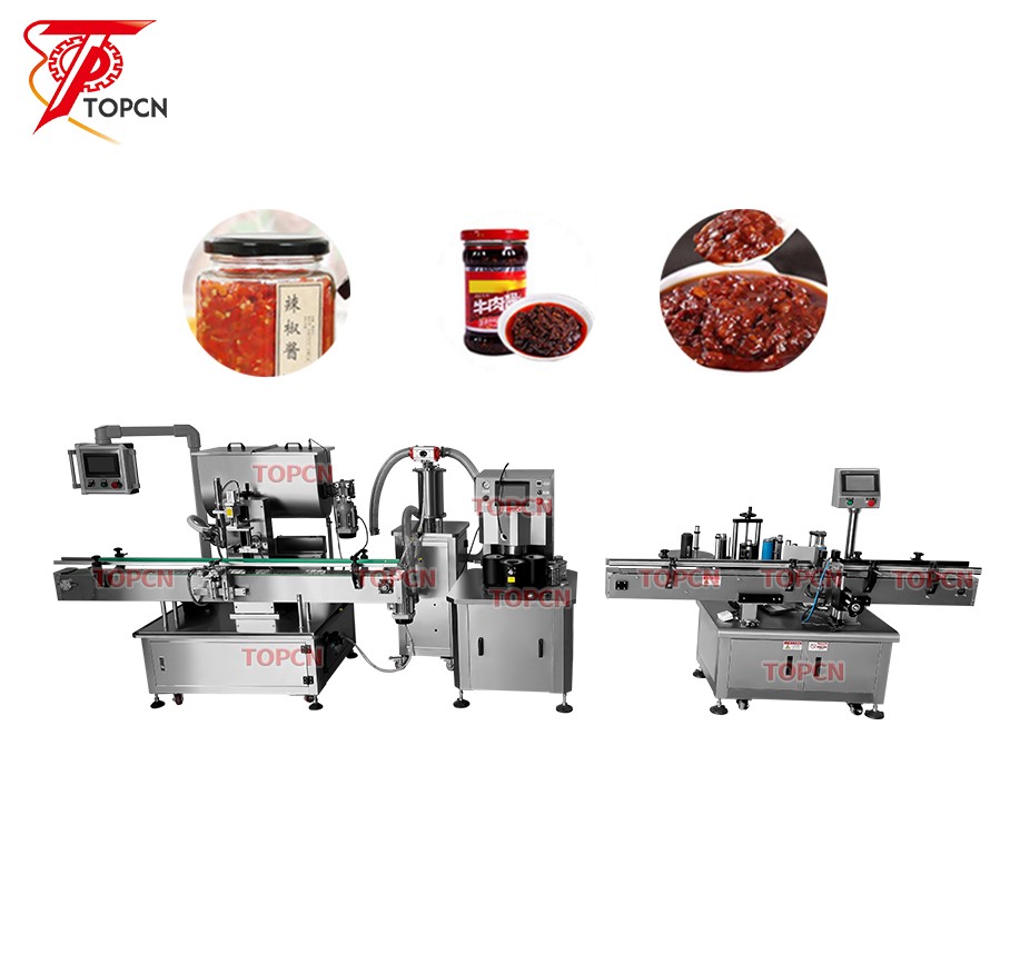 Fully Automatic Glass Bottle Ketchup Jam Peanut Butter Chili Sauce Filling Machine Line 