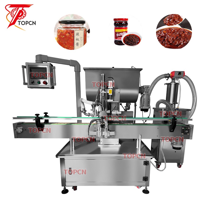 Automatic Food Grade Piston Pump Chili Sacue Honey Fruit Jam Peanut Butter Mayonnaise Mustard Sauce Paste  Filling Machine
