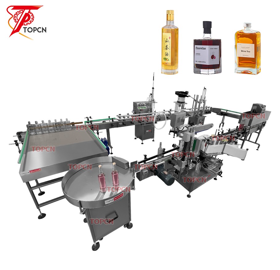 Automatic Small Liquid Fruit Juice Filling Capping Line Grape Vodka Whisky Alcohol Wine Filling Machine Line 