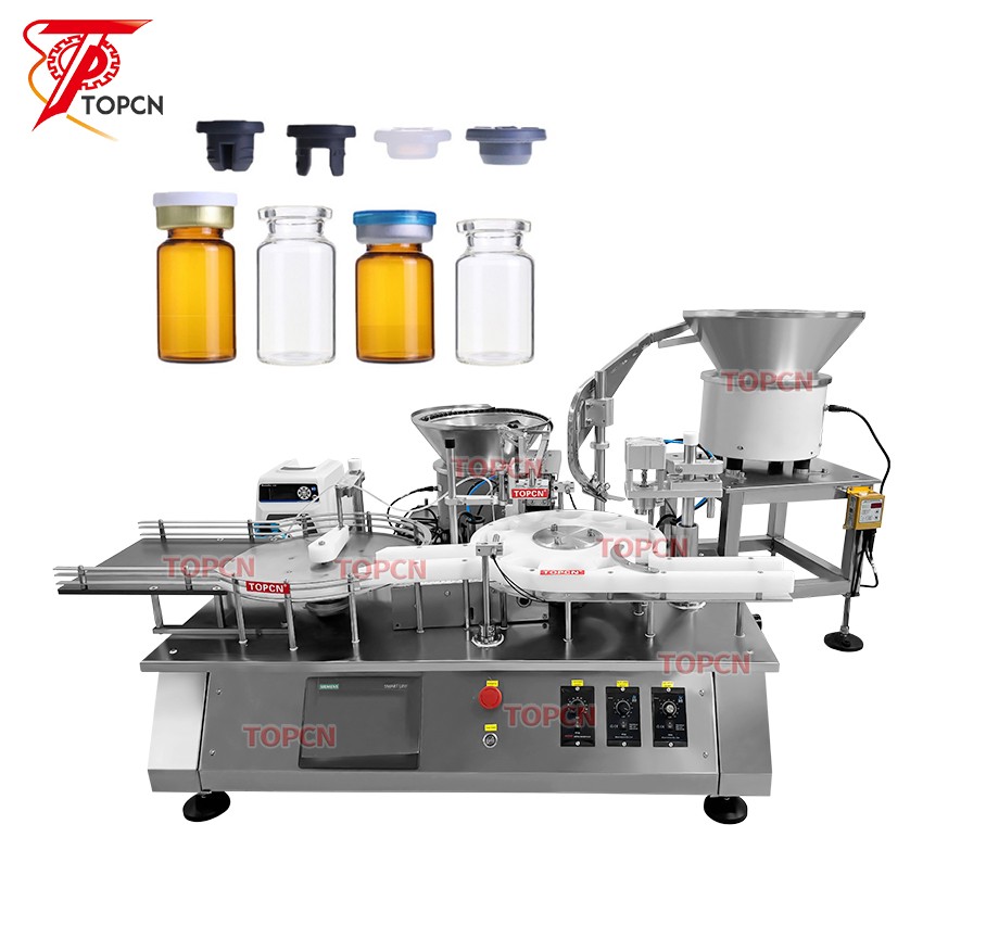 Full Automatic Desktop Peristaltic Pump Small Volume Liquid Glass Vial Filling Stopper Crimping  Capping Machine 