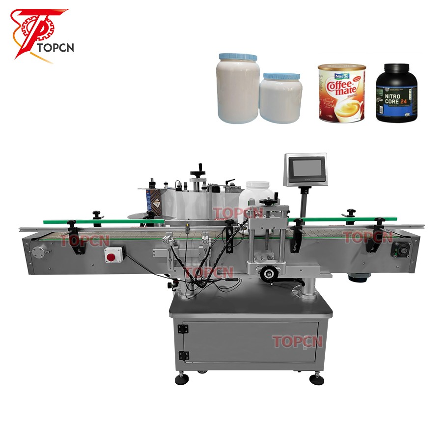 TOPCN New Design Automatic Sauce Round Buckets Bottle Sticker Labeling Machine 