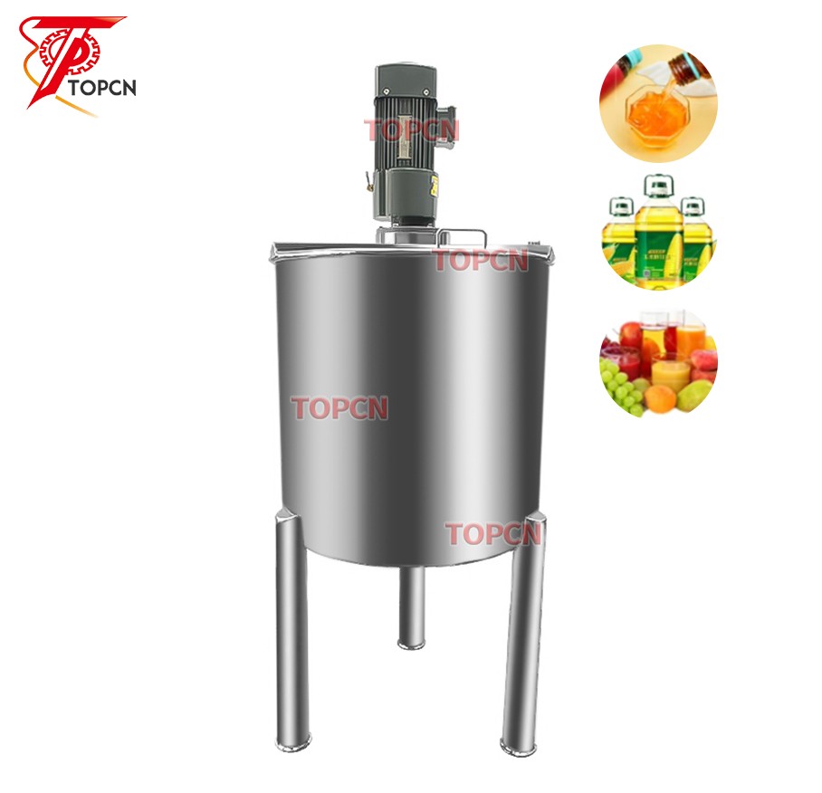 TOPCN SS304/316 Single Layer Juice Milk Mixing Flat/Cone Base Stirrer Mixing Machine 