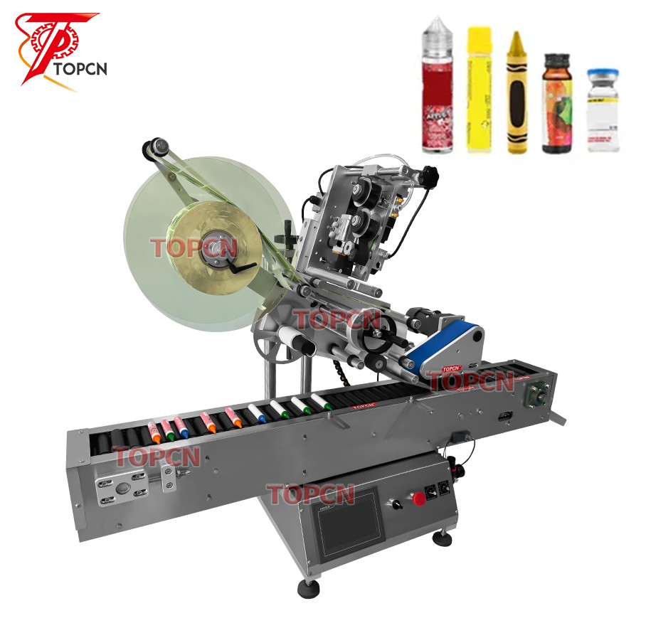 Newly Designed Tabletop Automatic Horizontal Reagent Small Round Vials Bottle Labeling Machine for Plastic Glass Bottle 