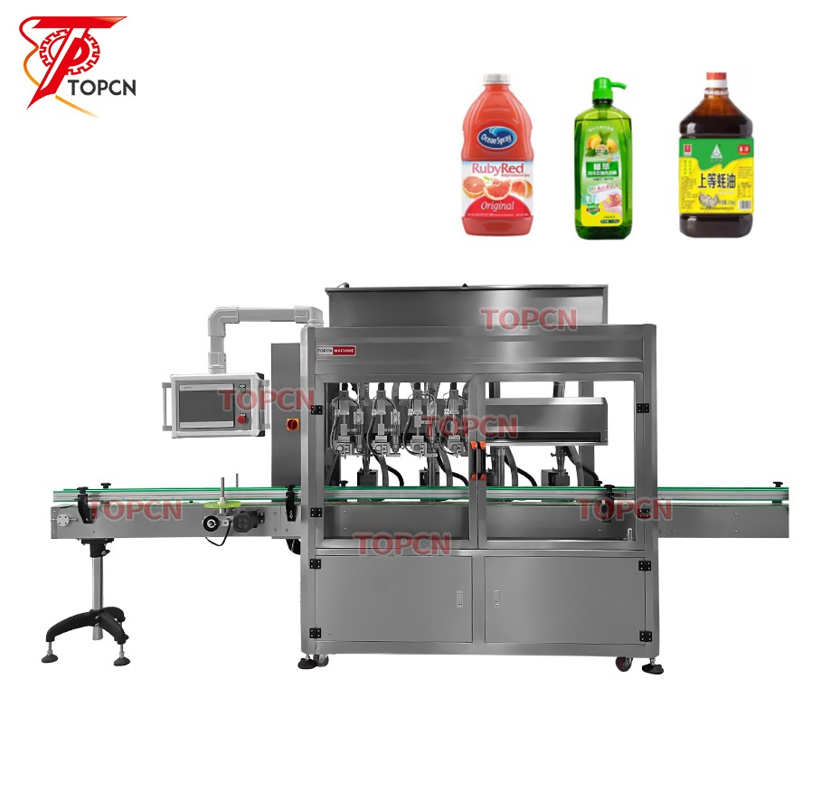 TOPCN Four Heads Engine Oil Tracking Filling Line Skincare Shampoo Detergent Viscous Liquid Paste Tracking Filling Machine  
