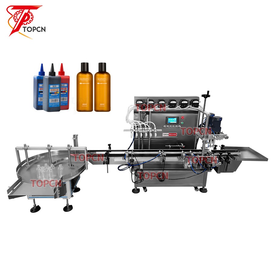 6 Heads Automatic Benchtop Liquid Oil Peristaltic Pump Belt Conveyor Beverage Juice Syrup Filling Capping Machine