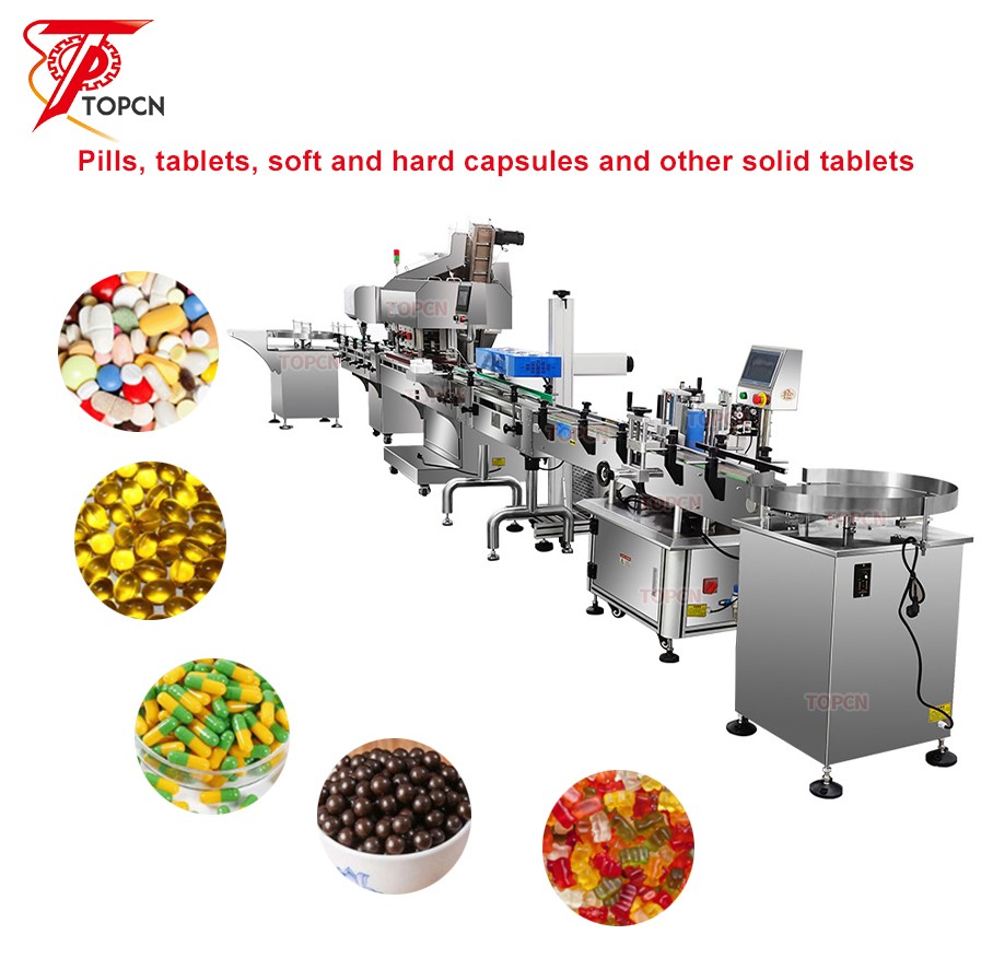 Fully Auto Electronic High Speed Automatic Pill Tablet Capsule Counting and Bottling Line with Capping and Labeling Machine 