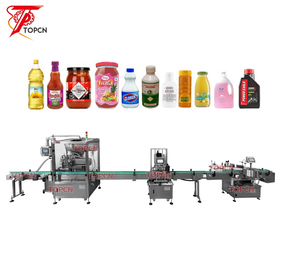 Customized Filling Nozzle High Speed Tracking Filling Machine Round Bottle Filling Capping and Labeling Line 