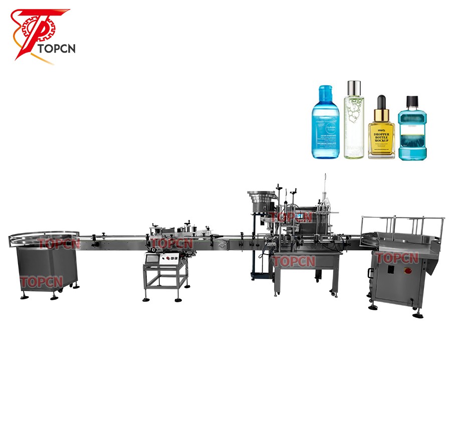 4 Heads Magnetic Pump Chemical Oil Milk Beverage cosmetic Cream Jam Filling Capping and Labeling Machine