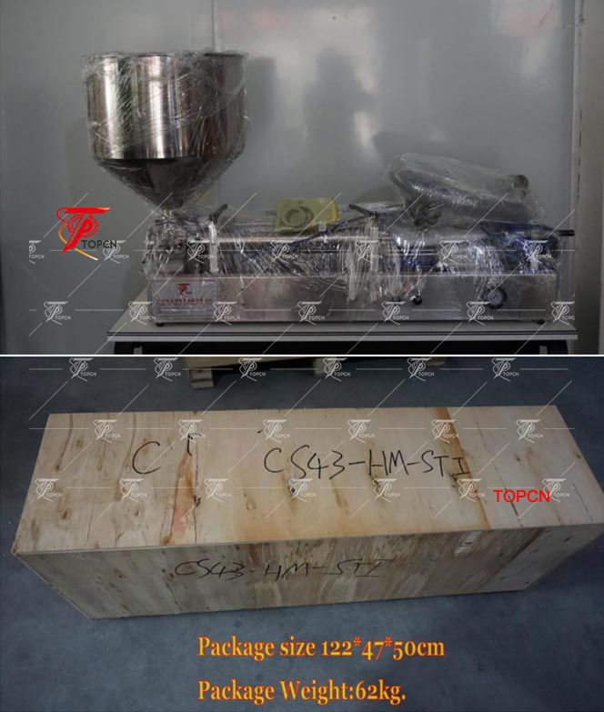 Small pneumatic semi automatic cream paste filling machine with hopper
