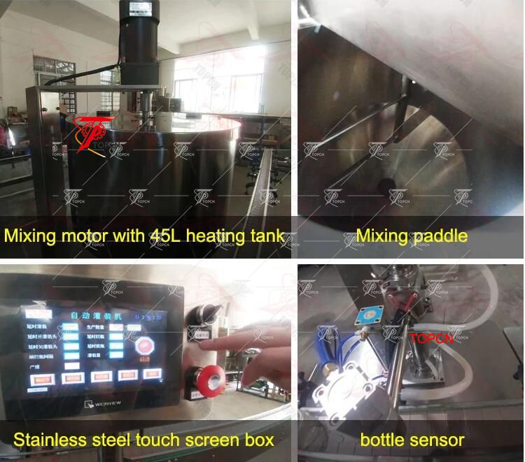 Automatic thai herbal balm cosmetic cream hot wax grease filling machine with mixing
