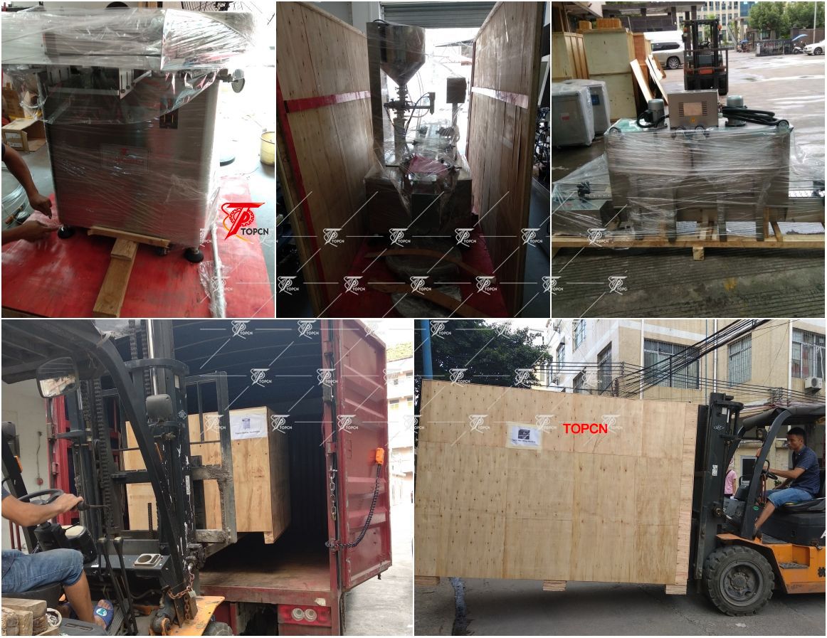 Canada customer purchased Automatic cosmetic cream hot wax grease filling machine with mixing